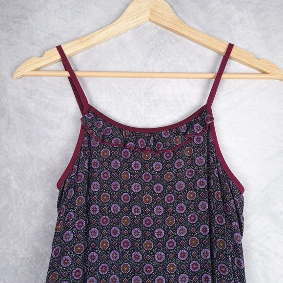 VntgY2K Slip Dress Womens Small Black Purple Rayon Ruffle Strappy Whimsy Goth - Picture 3 of 16